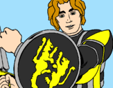 Desenho Cavaleiro com escudo de leão pintado por mmm