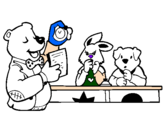 Desenho Professor urso e seus alunos pintado por lokashj