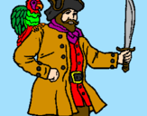 Desenho Pirata com um papagaio pintado por luís henrique k.b.