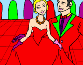 Desenho Princesa e príncipe no baile pintado por rafael