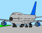 Desenho Avião em pista pintado por avião v