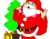 Desenho Santa Claus e uma árvore de natal pintado por lara