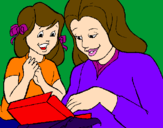 Desenho Mãe e filha pintado por joyce