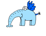 Desenho Elefante com asas pintado por fixarolas