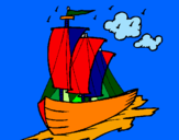 Desenho Barco veleiro pintado por marcus vinicius tostes
