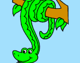 Desenho Serpente pendurada numa árvore pintado por diogo