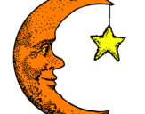 Desenho Lua e estrela pintado por AGUILAR