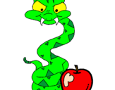Desenho Serpente e maçã pintado por sara