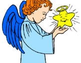 Desenho Anjo e estrela pintado por giullia vazquez  bassani