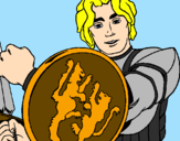 Desenho Cavaleiro com escudo de leão pintado por matheus
