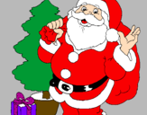 Desenho Santa Claus e uma árvore de natal pintado por Victor