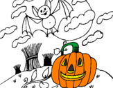 Desenho Paisagem Halloween pintado por Ana Rita a