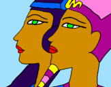 Desenho Ramsés e Nefertiti pintado por ANNA LUIZA