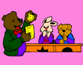 Desenho Professor urso e seus alunos pintado por joyce