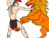 Desenho Gladiador contra leão pintado por gustavo gatao