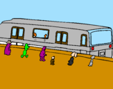 Desenho Passageiros à espera do comboio pintado por GUSTAVO  R
