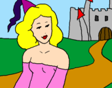 Desenho Princesa e castelo pintado por Patricia