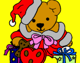 Desenho Ursinho com gorro natalício pintado por Pamela