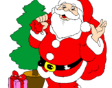 Desenho Santa Claus e uma árvore de natal pintado por Luiza