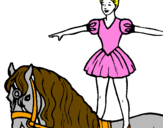 Desenho Trapezista em cima do cavalo pintado por sara