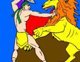Desenho Gladiador contra leão pintado por ARTHUR FERRÃO
