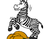 Desenho Zebra a saltar pedras pintado por Sapo