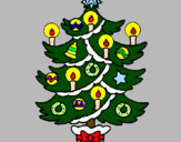 Desenho Árvore de natal com velas pintado por jéssica