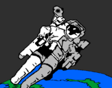 Desenho Astronauta no espaço pintado por Eduardo
