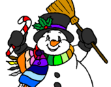 Desenho Boneco de neve com cachecol pintado por gabrielle 