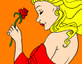 Desenho Princesa com uma rosa pintado por saruska