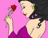 Desenho Princesa com uma rosa pintado por Luiza