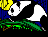Desenho Urso panda a comer pintado por maria helena