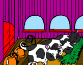 Desenho Vacas no estábulo pintado por maria eduarda