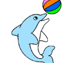 Desenho Golfinho a jogar com uma bola pintado por Celia