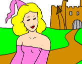 Desenho Princesa e castelo pintado por vanessa 