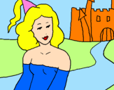 Desenho Princesa e castelo pintado por Ana