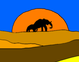 Desenho Elefante ao amanhecer pintado por MARA