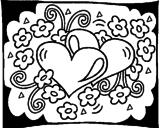 Desenho Corações e flores pintado por eva