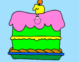 Desenho Bolo de aniversário pintado por geovanna