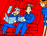 Desenho Passageiros no avião pintado por Aida