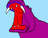 Desenho Hipopótamo com a boca aberta pintado por Daniella Duarte.