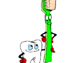 Desenho Dentes e escova de dentes pintado por Edlaine Cristina