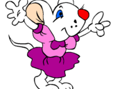 Desenho Rata com vestido pintado por Bruna