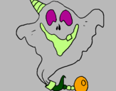 Desenho Fantasma com chapéu de festa pintado por SIMÃO