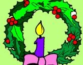 Desenho Coroa de natal e uma vela pintado por florsinha