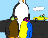 Desenho Familia pinguins pintado por natalia
