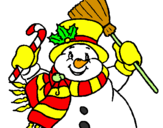 Desenho Boneco de neve com cachecol pintado por gabriela