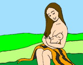 Desenho Mãe e filho  pintado por Roselia (NEOLITICO)