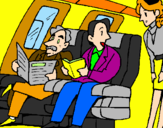 Desenho Passageiros no avião pintado por juliko