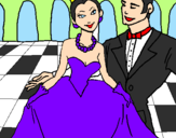 Desenho Princesa e príncipe no baile pintado por livia a linda